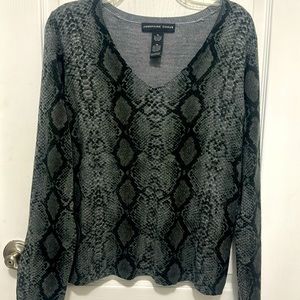 Josephine Chaus Lightweight Sweater Gray/Snakeprint XL